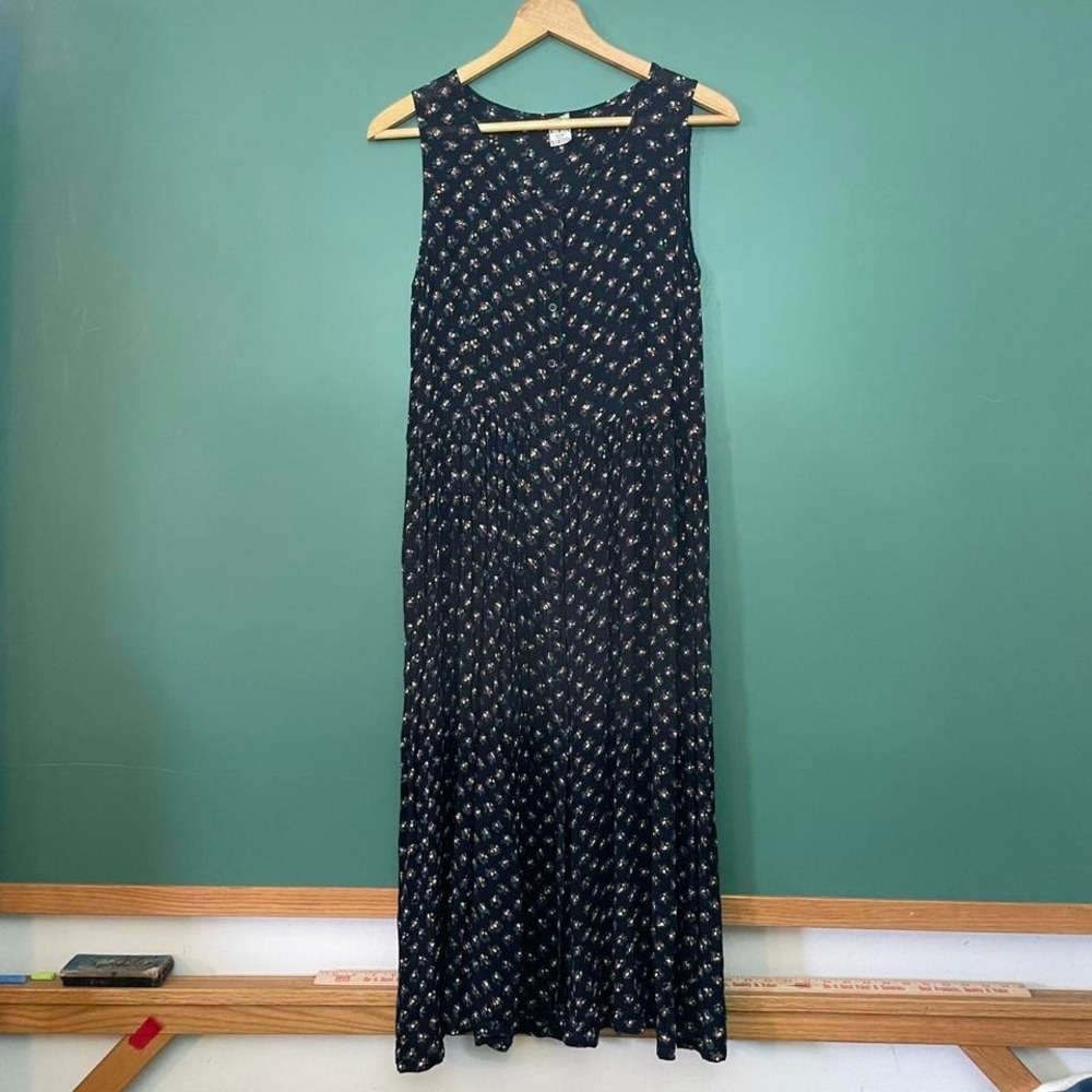 Vintage 1990s floral maxi dress with button up front